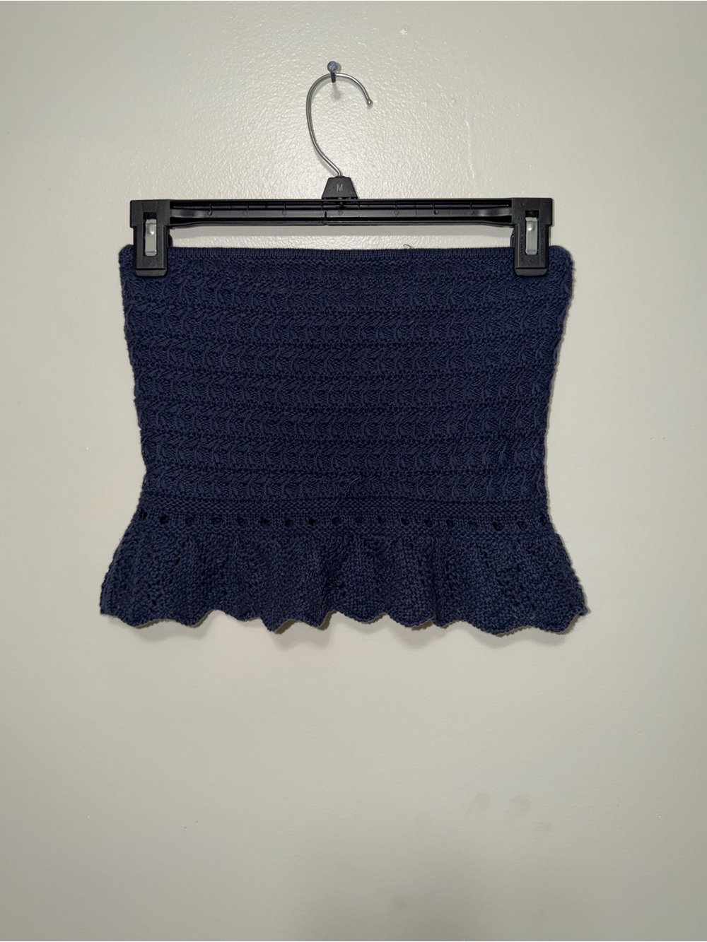 American Eagle Outfitters Yellow and Navy Knit Ruffle-Hem crop top bundle